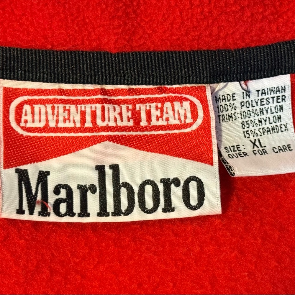 Vintage Marlboro Adventure Team Fleece Pullover XL Red Snap 90s - Picture 3 of 4